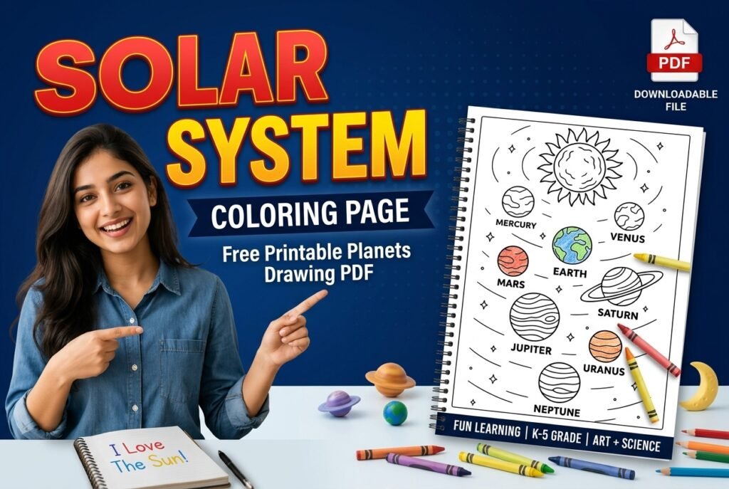 Free Solar System Coloring Page PDF – Download Printable Space Activity Sheet for Kids